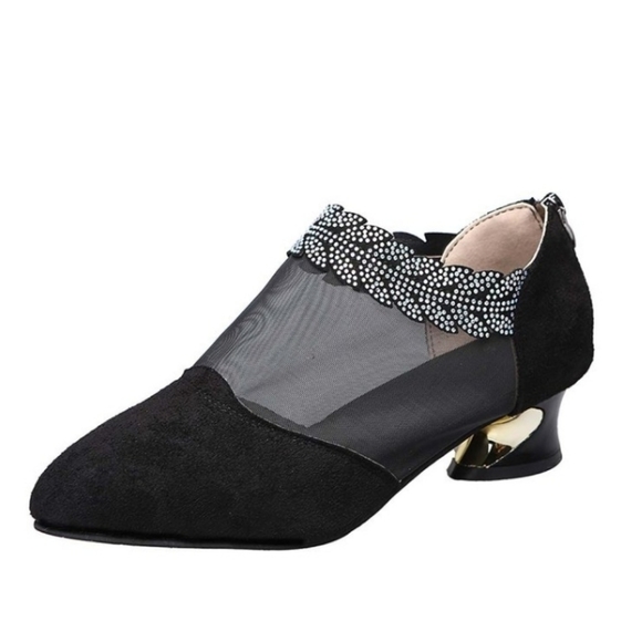 Paotmbu Shoes - Black and gold with rhinestones shoes